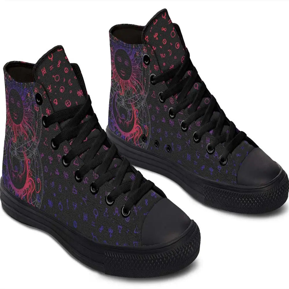 Printed Couple High Top Canvas Shoes