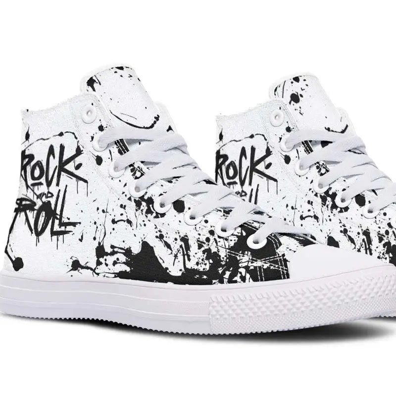 Printed Couple High-top Canvas Shoes - As shown in figure / 36