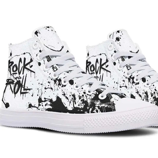 Printed Couple High-top Canvas Shoes - As shown in figure / 36