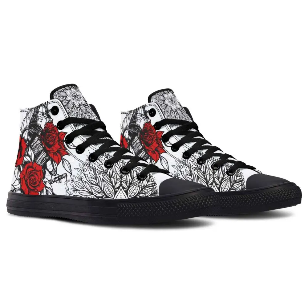 Printed Couple High-top Canvas Shoes - Black / 36
