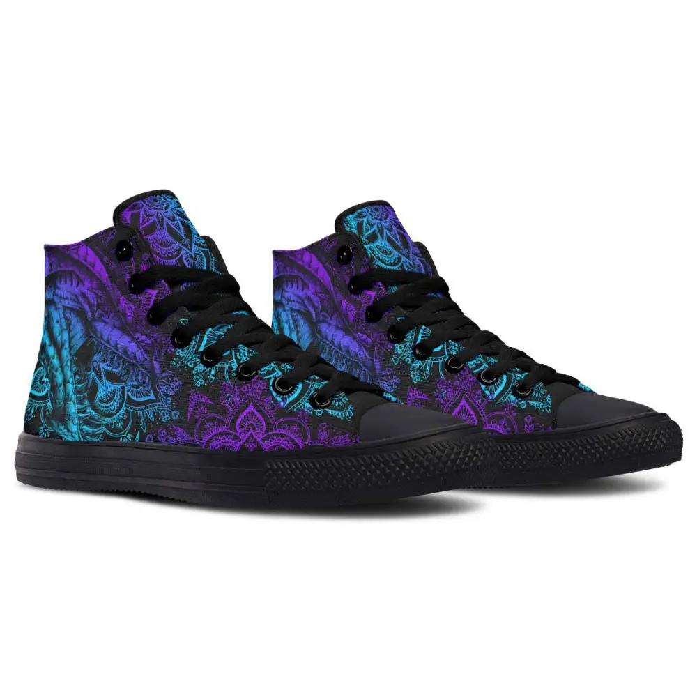 Printed Couple High Top Canvas Shoes - Black / 36