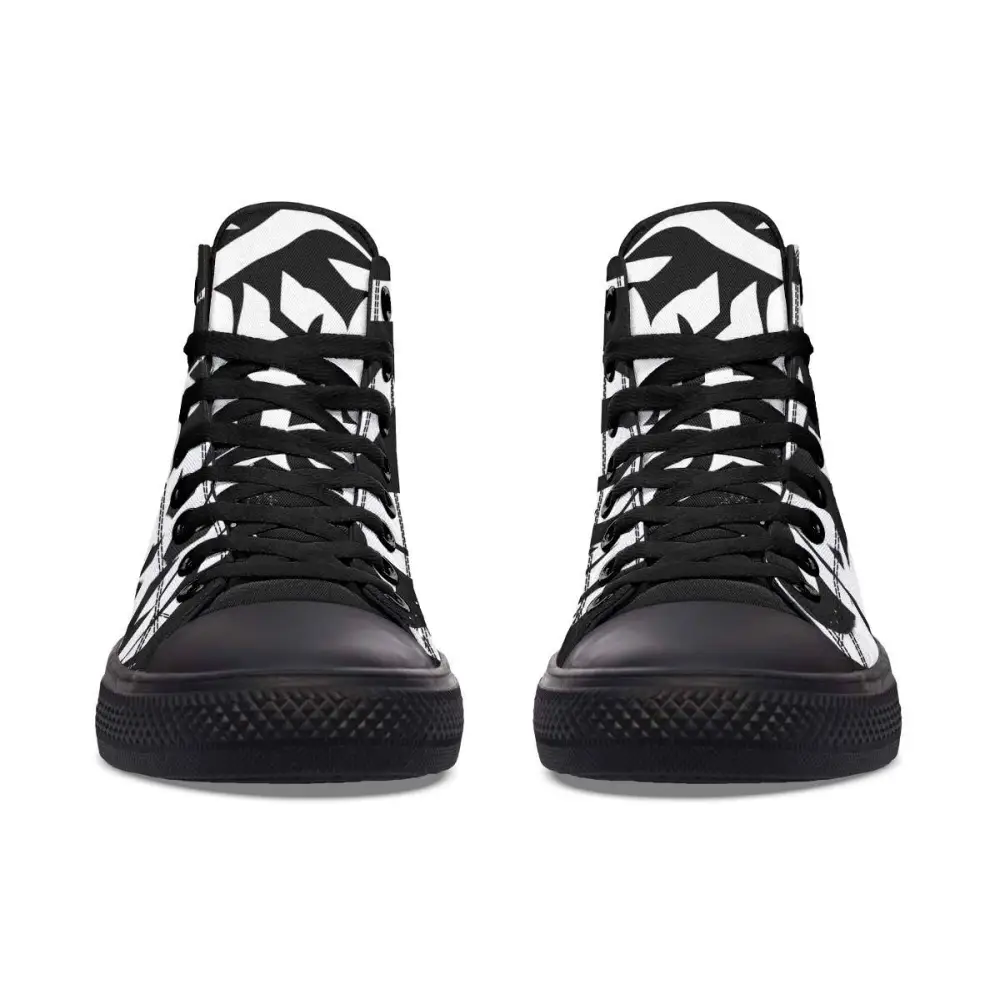 Printed Couple High Top Canvas Shoes - Black / 36