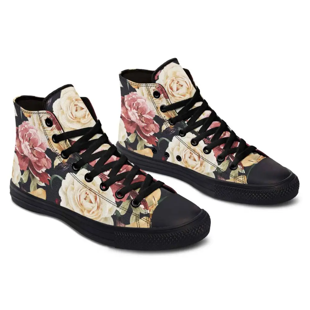 Printed Couple High-top Canvas Shoes - Black / 36
