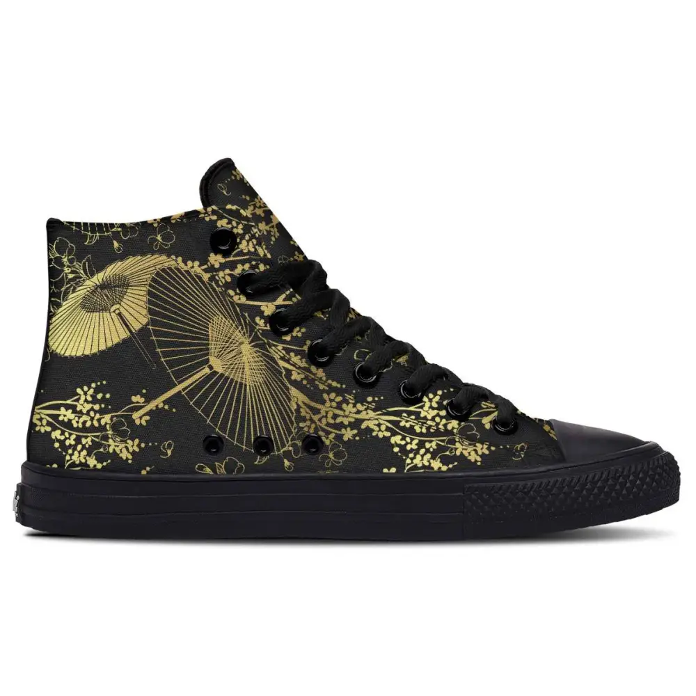 Printed Couple High-top Canvas Shoes - Black / 36