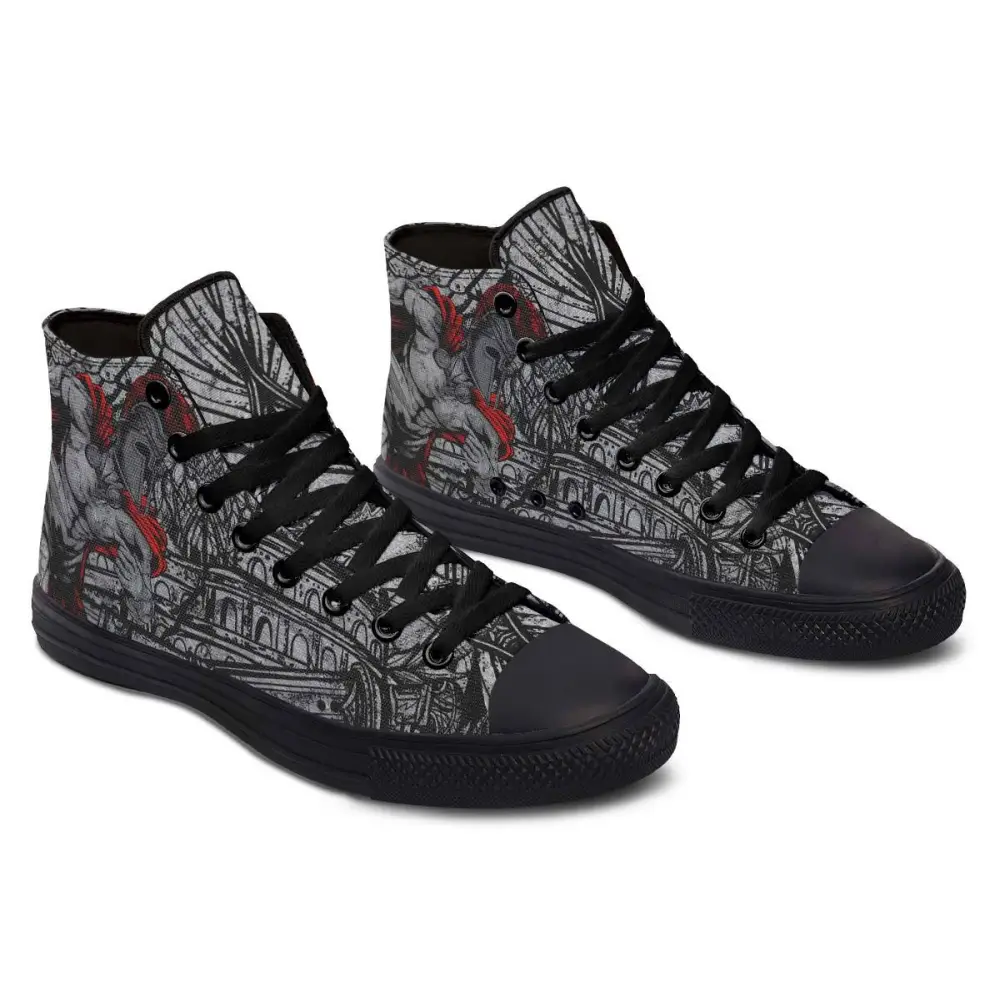 Printed Couple High Top Canvas Shoes - Black / 36
