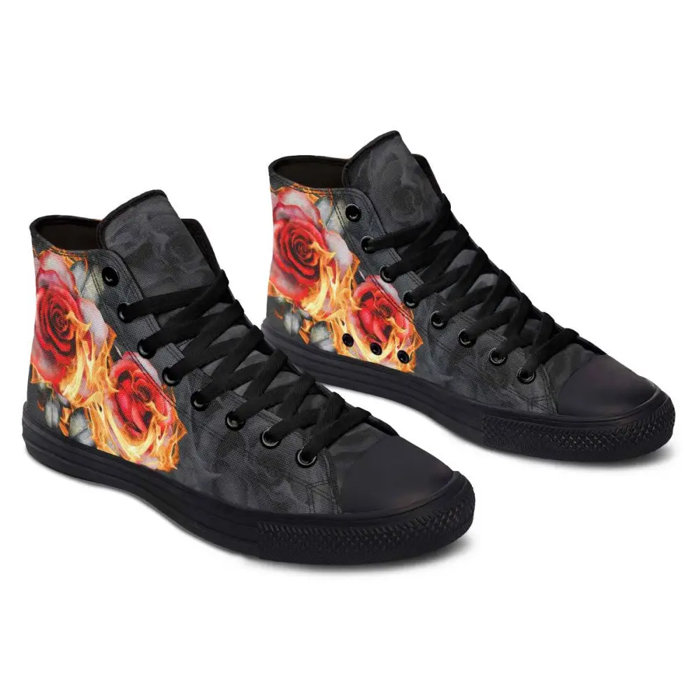 Printed Couple High-top Canvas Shoes - Black / 36
