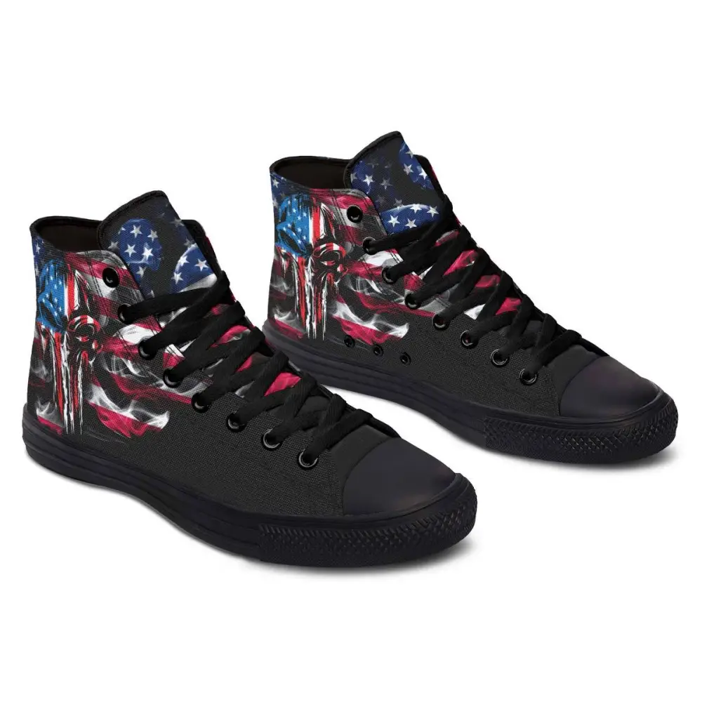 Printed Couple High Top Canvas Shoes - Black / 36
