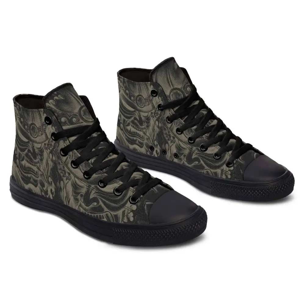 Printed Couple High Top Canvas Shoes - Black / 36