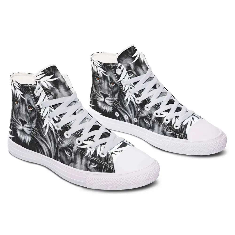Printed Couple High-top Canvas Shoes - Black / 36