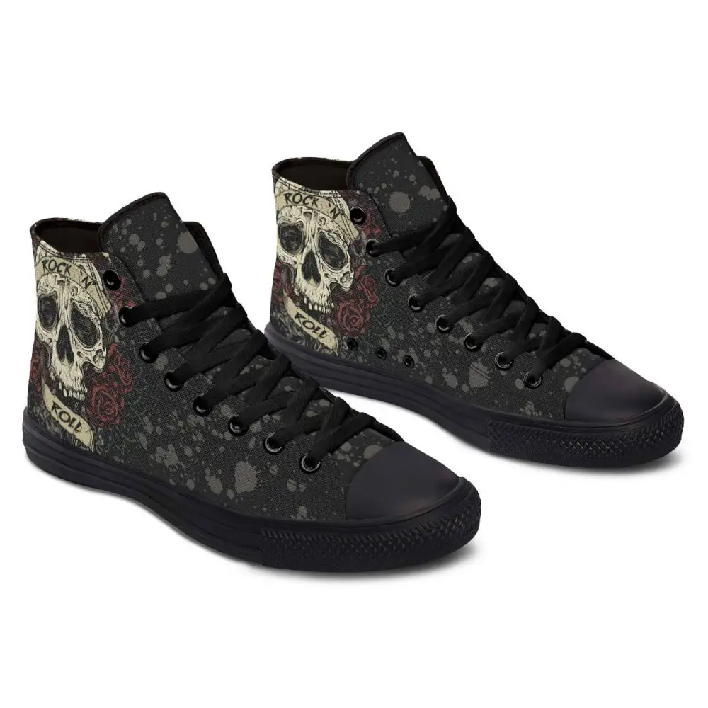 Printed Couple High-top Canvas Shoes - Black / 36