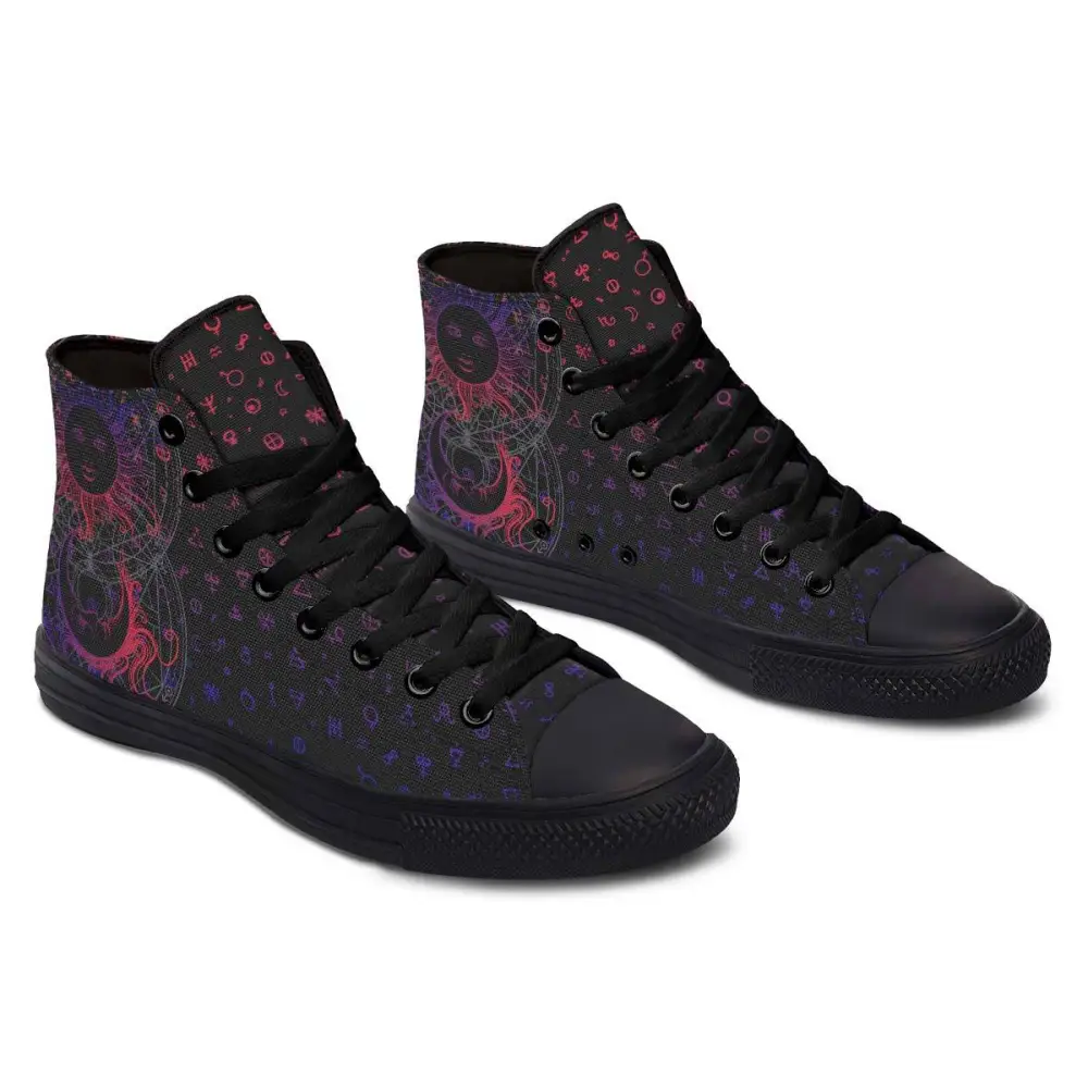 Printed Couple High Top Canvas Shoes - Black / 36