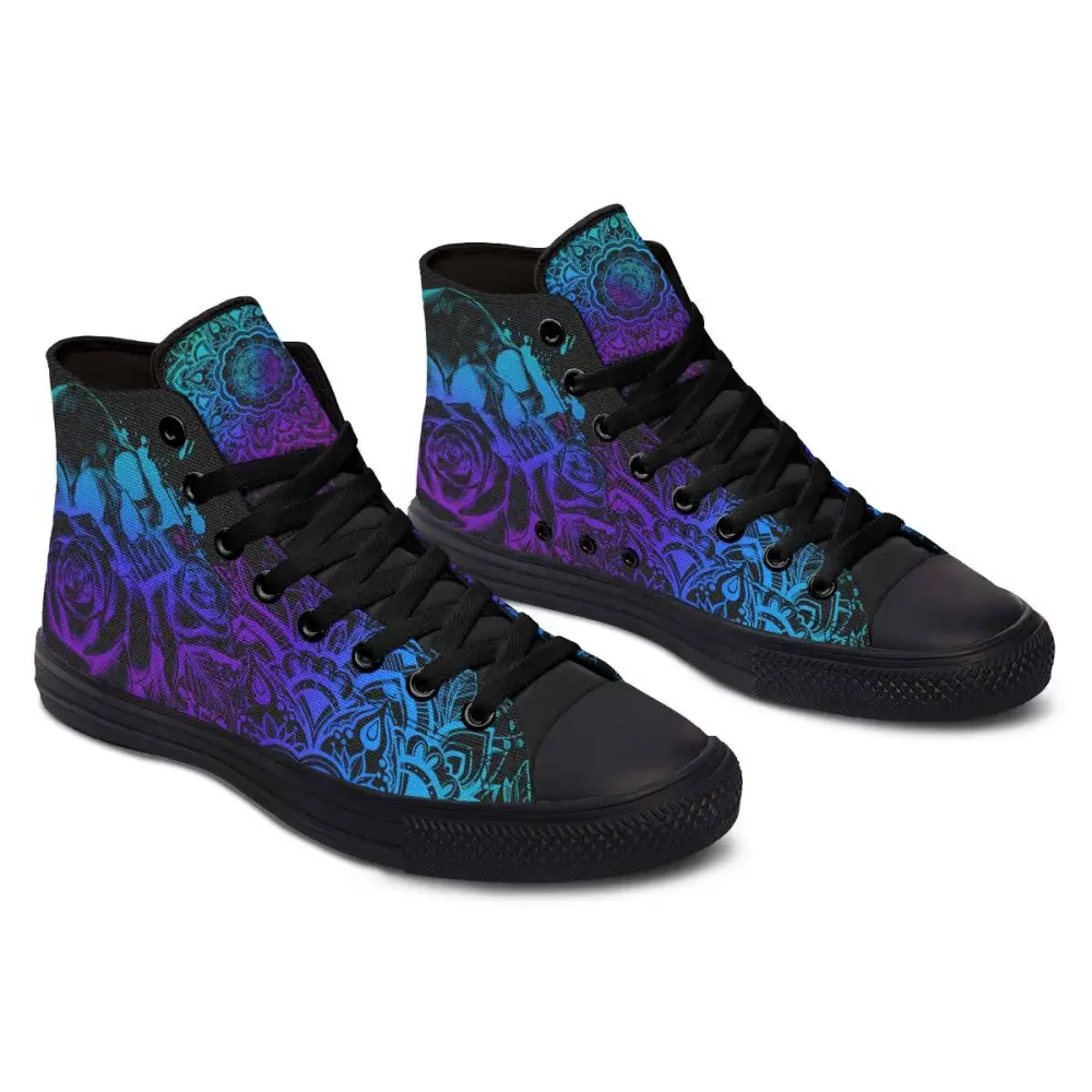 Printed Couple High-top Canvas Shoes - Black / 36