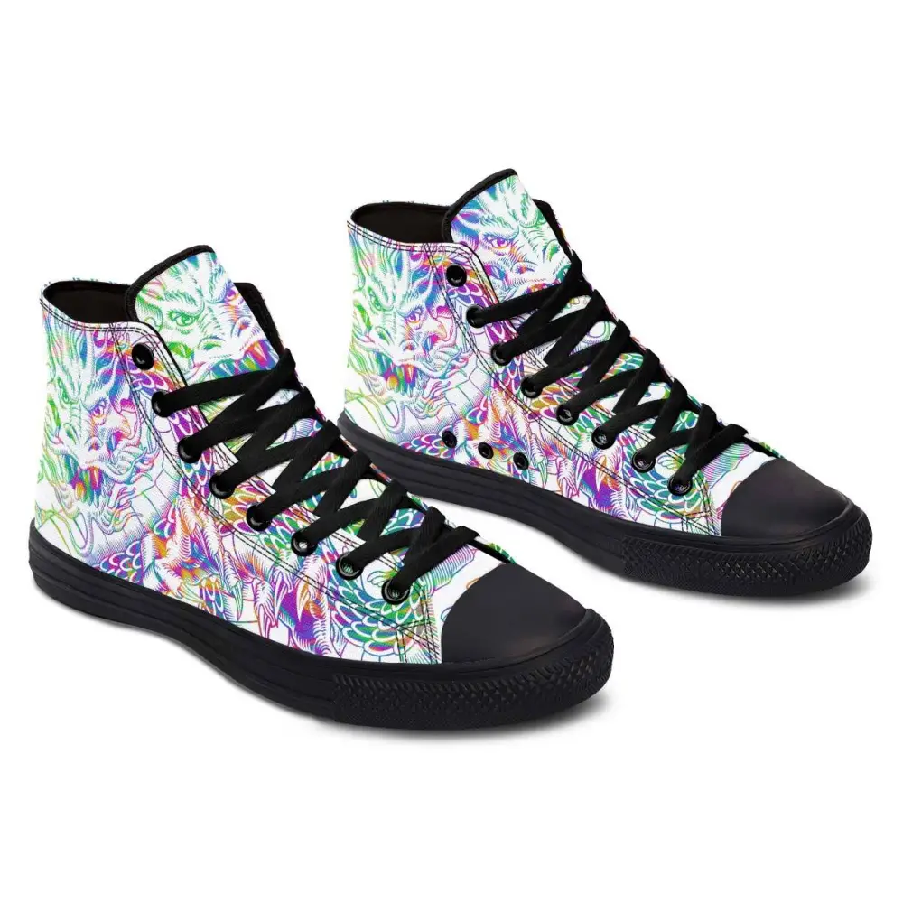 Printed Couple High-top Canvas Shoes - Black / 36