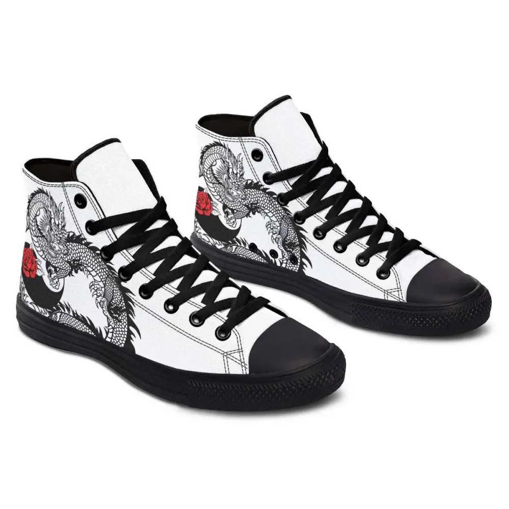 Printed Couple High-top Canvas Shoes - Black / 36