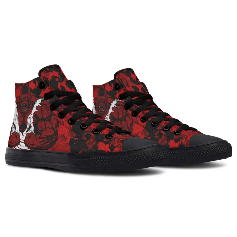 Printed Couple High Top Canvas Shoes - Black / 36