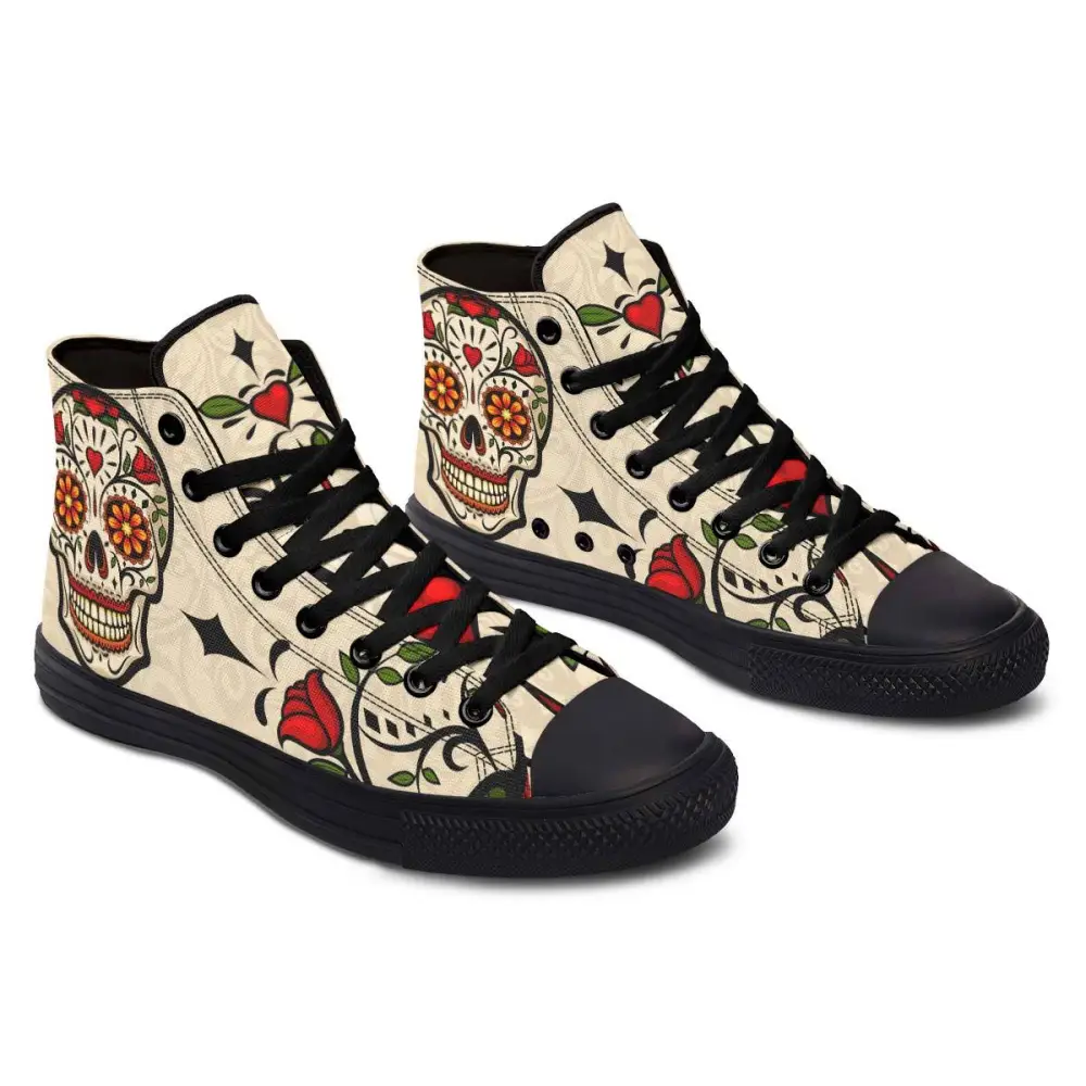 Printed Couple High Top Canvas Shoes - Black / 36