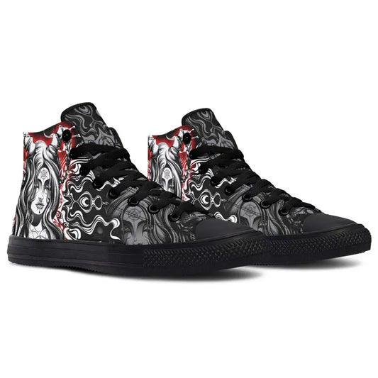Printed Couple High-top Canvas Shoes - Black / 36