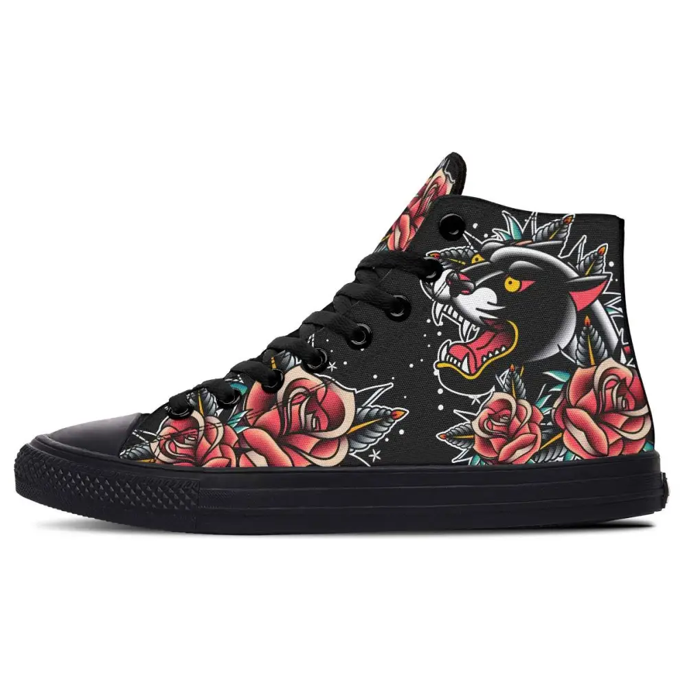 Printed Couple High-top Canvas Shoes - Black / 36