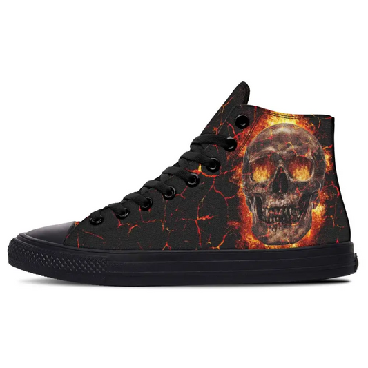 Printed Couple High-top Canvas Shoes - Black / 36
