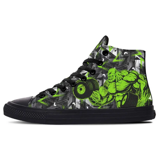 Printed Couple High-top Canvas Shoes - Green / 36