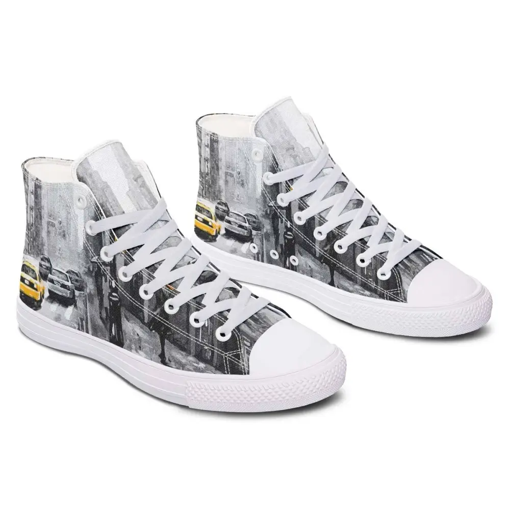 Printed Couple High-top Canvas Shoes - Grey / 36