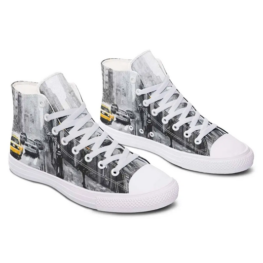 Printed Couple High-top Canvas Shoes - Grey / 36