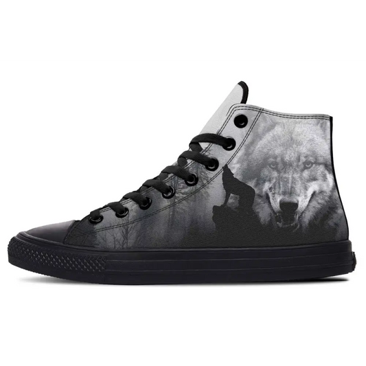Printed Couple High-top Canvas Shoes - Grey / 36