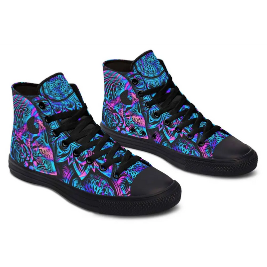 Printed Couple High-top Canvas Shoes - Neon pink / 36