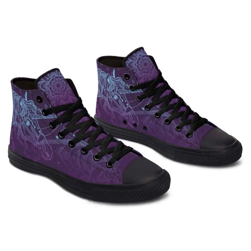 Printed Couple High-top Canvas Shoes - Purple / 36