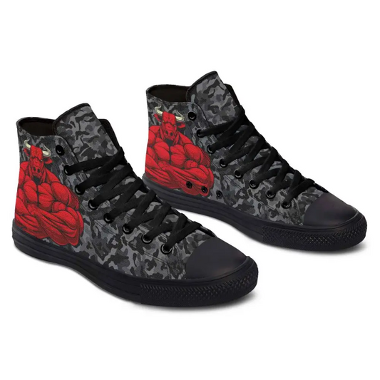 Printed Couple High Top Canvas Shoes - Red / 36