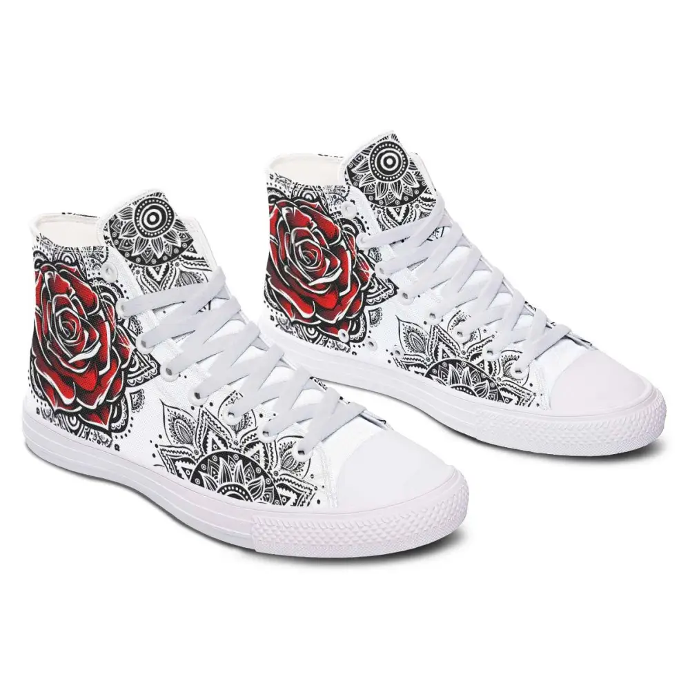 Printed Couple High Top Canvas Shoes - White / 36