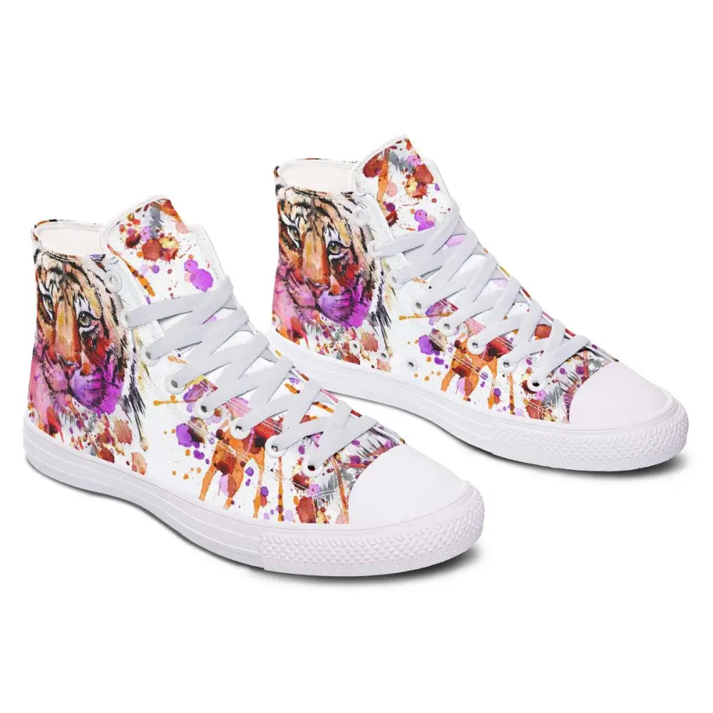 Printed Couple High-top Canvas Shoes - White / 36