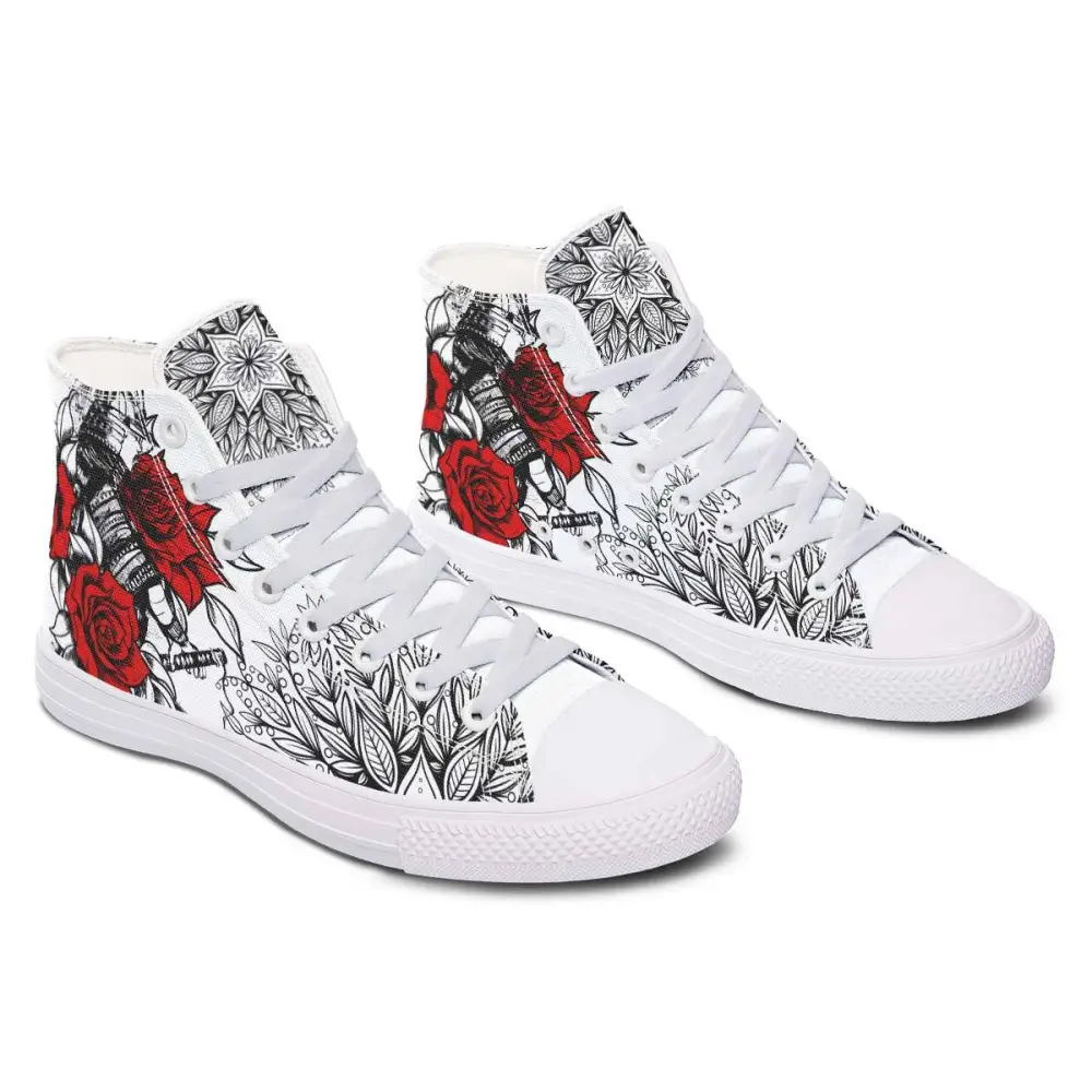 Printed Couple High-top Canvas Shoes - White / 36