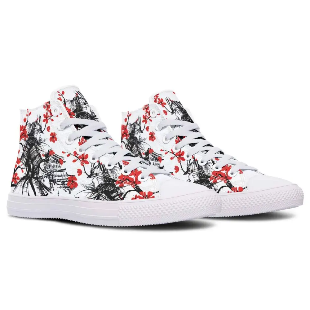 Printed Couple High-top Canvas Shoes - White / 36
