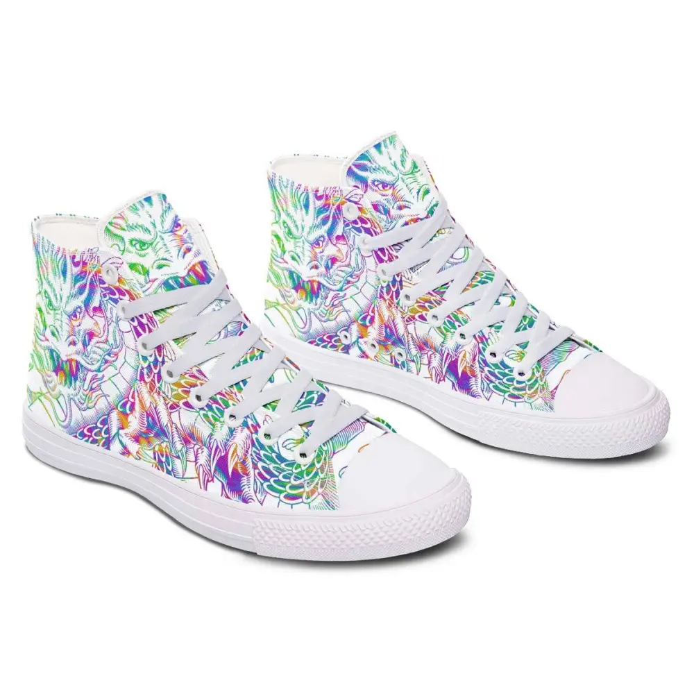 Printed Couple High-top Canvas Shoes - White / 36