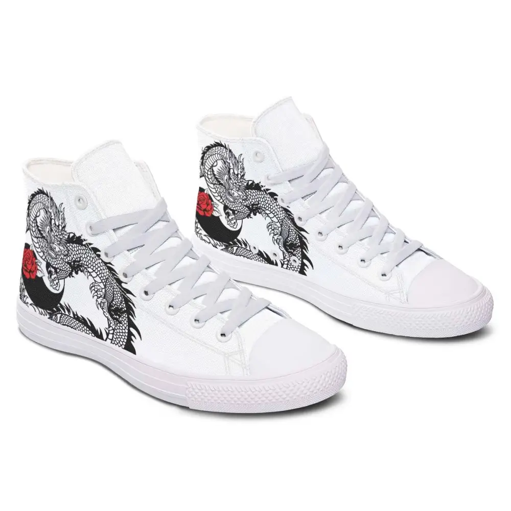 Printed Couple High-top Canvas Shoes - White / 36