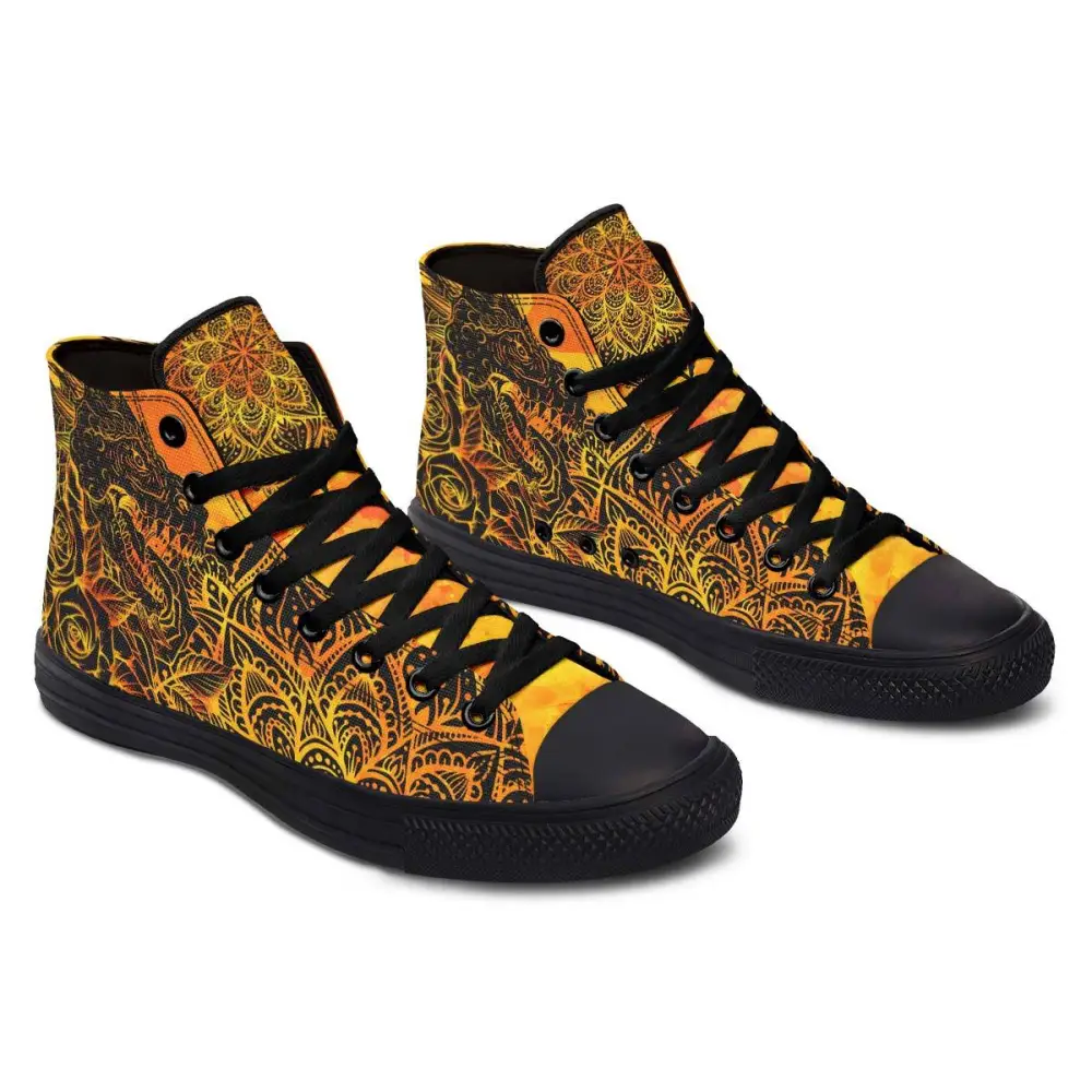 Printed Couple High Top Canvas Shoes - Yellow / 36
