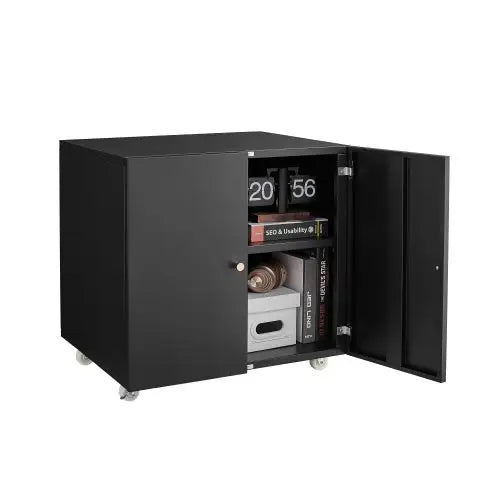 Printer Table With File Door Moves Horizontal Filing Cabinet - Black - 5