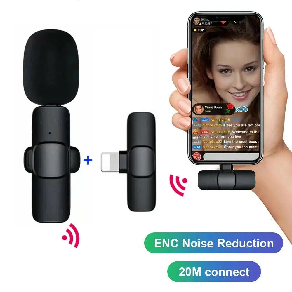 Professional Wireless Lavalier Lapel Microphone For IPhone IPad - Cordless Omnidirectional Condenser Recording Mic