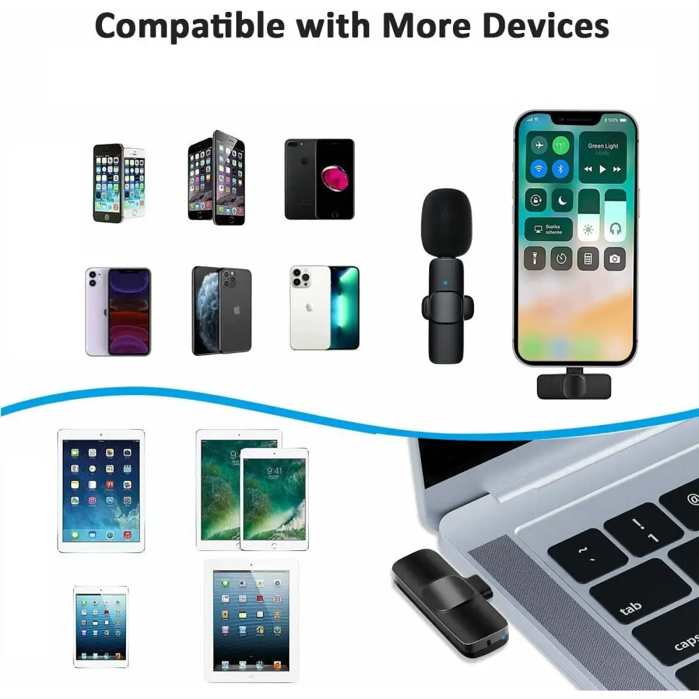 Professional Wireless Lavalier Lapel Microphone For IPhone IPad - Cordless Omnidirectional Condenser Recording Mic