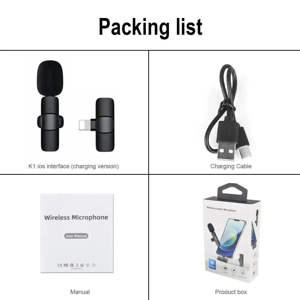 Professional Wireless Lavalier Lapel Microphone For IPhone IPad - Cordless Omnidirectional Condenser Recording Mic