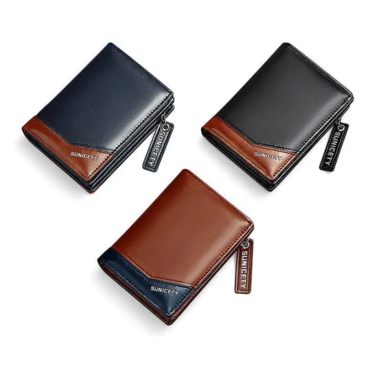 PU Leather Multifunctional Zipper Short Men's Wallet Beyond Trends Hub