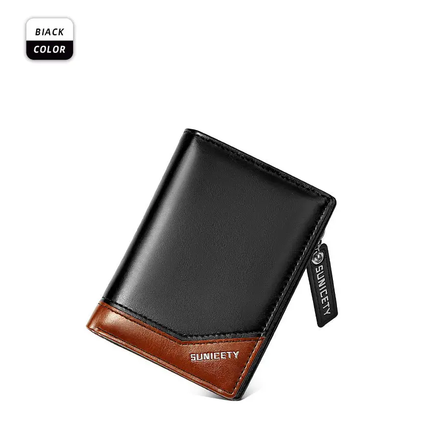 PU Leather Multifunctional Zipper Short Men's Wallet Beyond Trends Hub
