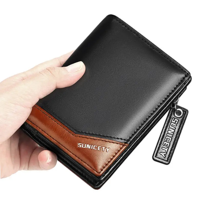 PU Leather Multifunctional Zipper Short Men's Wallet Beyond Trends Hub