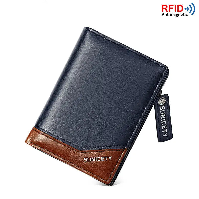 PU Leather Multifunctional Zipper Short Men's Wallet Beyond Trends Hub