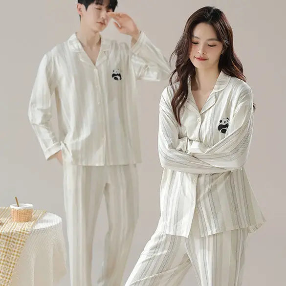 Pure cotton couple pajamas women’s spring and autumn men’s home suit set