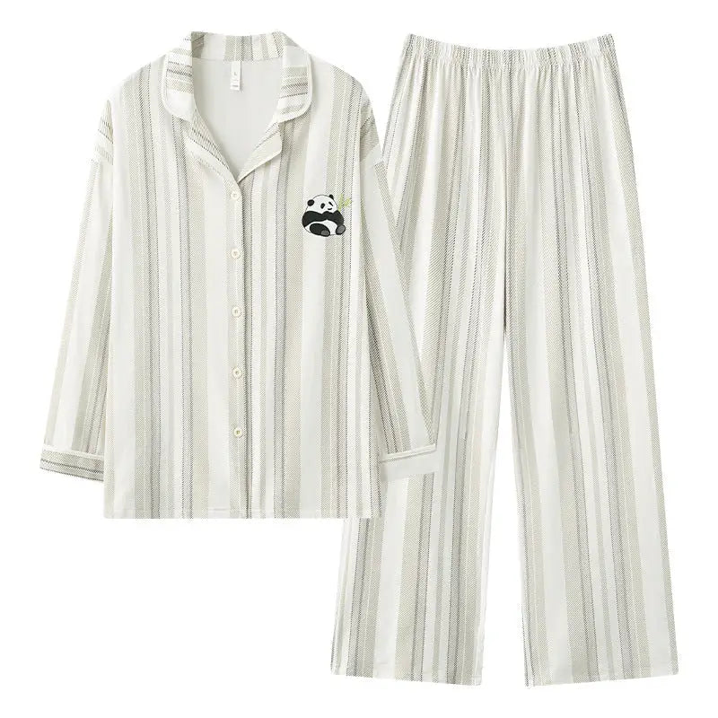Pure cotton couple pajamas women’s spring and autumn men’s home suit set