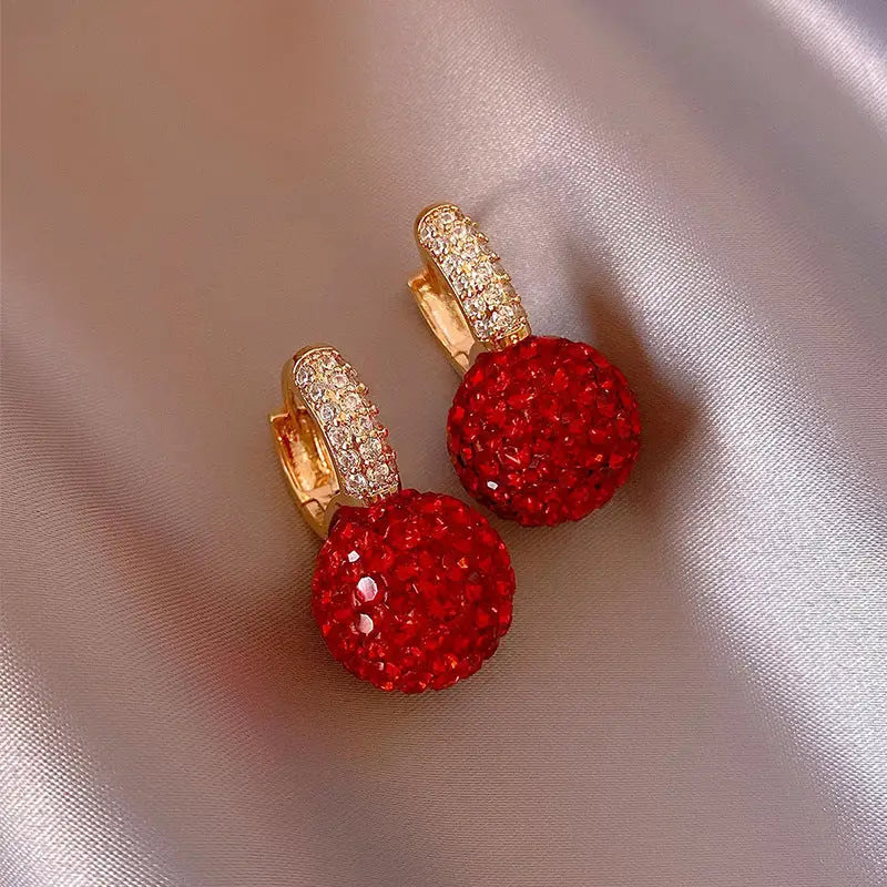 Red Earrings Fashion Stud Earrings Korean Temperament Birth Year Earrings - Red