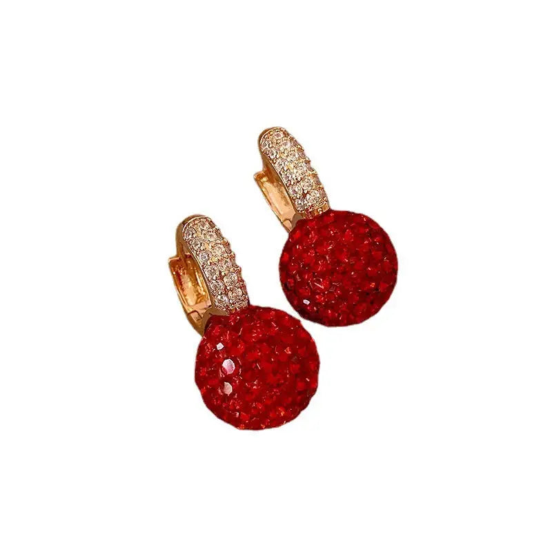 Red Earrings Fashion Stud Earrings Korean Temperament Birth Year Earrings - Red