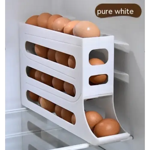 Refrigerator 4-Layer Automatic Egg Roller Sliding Egg Tray Refrigerator Side Door Large Capacity Holder Egg Storage Box Kitchen Gadgets Beyond Trends Hub